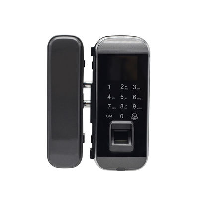 Qualität  Digital Access Control Support EBKN Aluminum Alloy+Iron Glass Slide Smart Biometric Fingerprint Commercial Door Remote Control Glass Door Lock usine